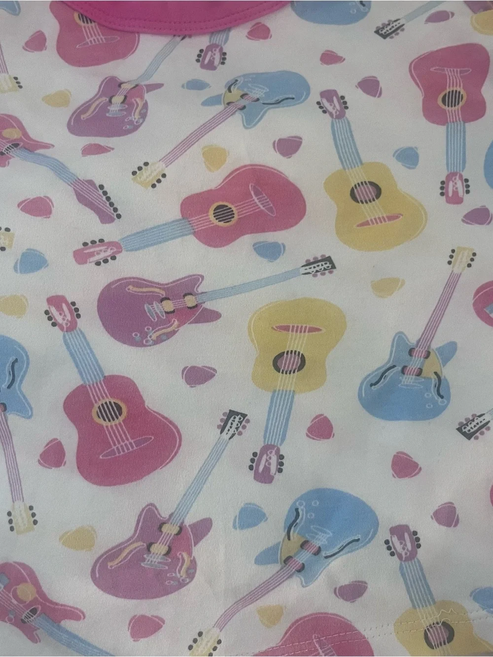 Magnolia Baby Toddler Girl Long Pajamas 2 Guitar Print Pima Cotton Pink Trim